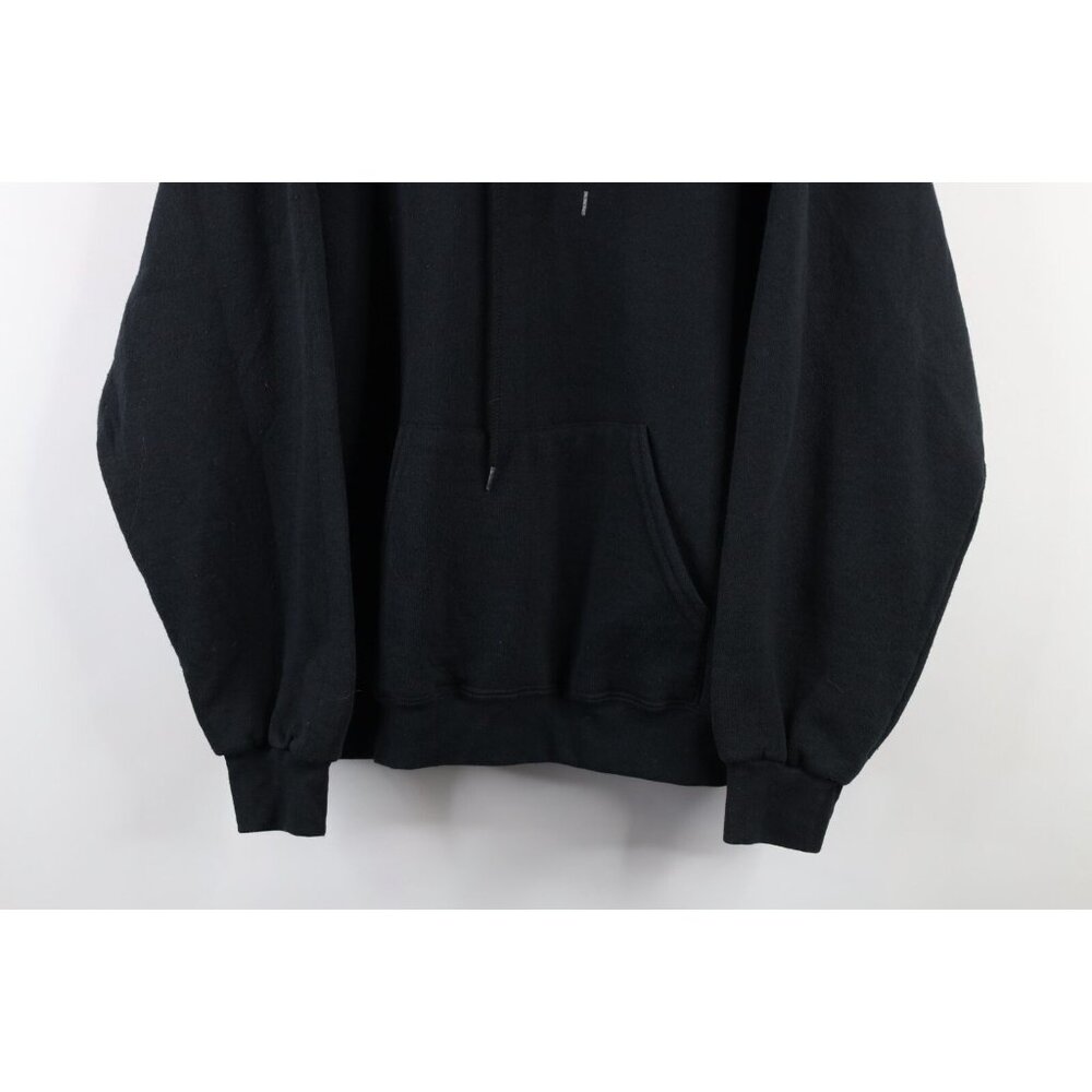 Vintage 90s Streetwear Mens Size Medium Faded Blank Hoodie Sweatshirt Black - Picture 3 of 10